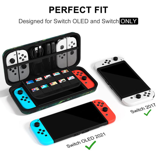 NPOOYI Nintendo Switch OLED Carrying Case - Hard Shell, Green, Game Holder & Pockets, Model Carrierbagcase-009