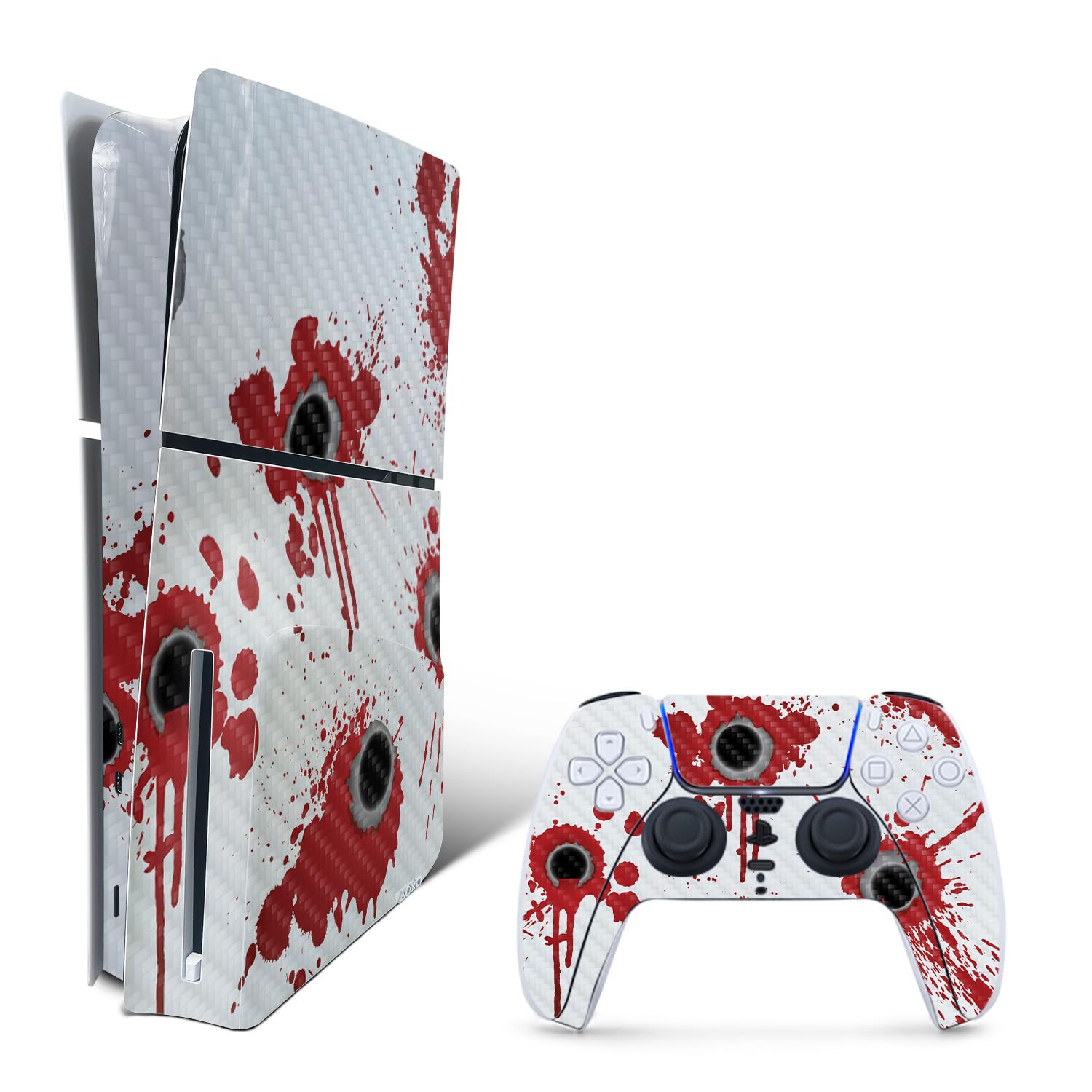 MightySkins Carbon Fiber Skin for PS5 Playstation 5 Slim Disc Edition Bundle - Bullet Holes Protective  Durable Textured Carbon Fiber Finish Easy to Apply Made in The USA