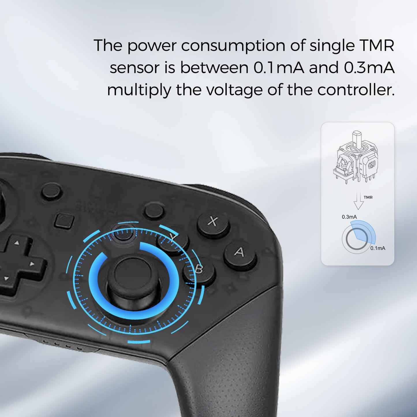 AKNES Joystick Replacement for PS5 DualSense Controller, Anti-Drift, 2 Pairs Thumbstick Caps, TMR-PS5 Color