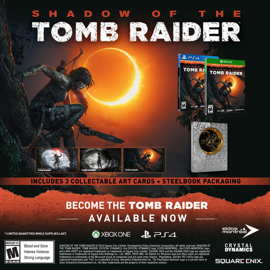 Square Enix Shadow of the Tomb Raider Limited Steelbook Edition - PlayStation 4, Model 92089