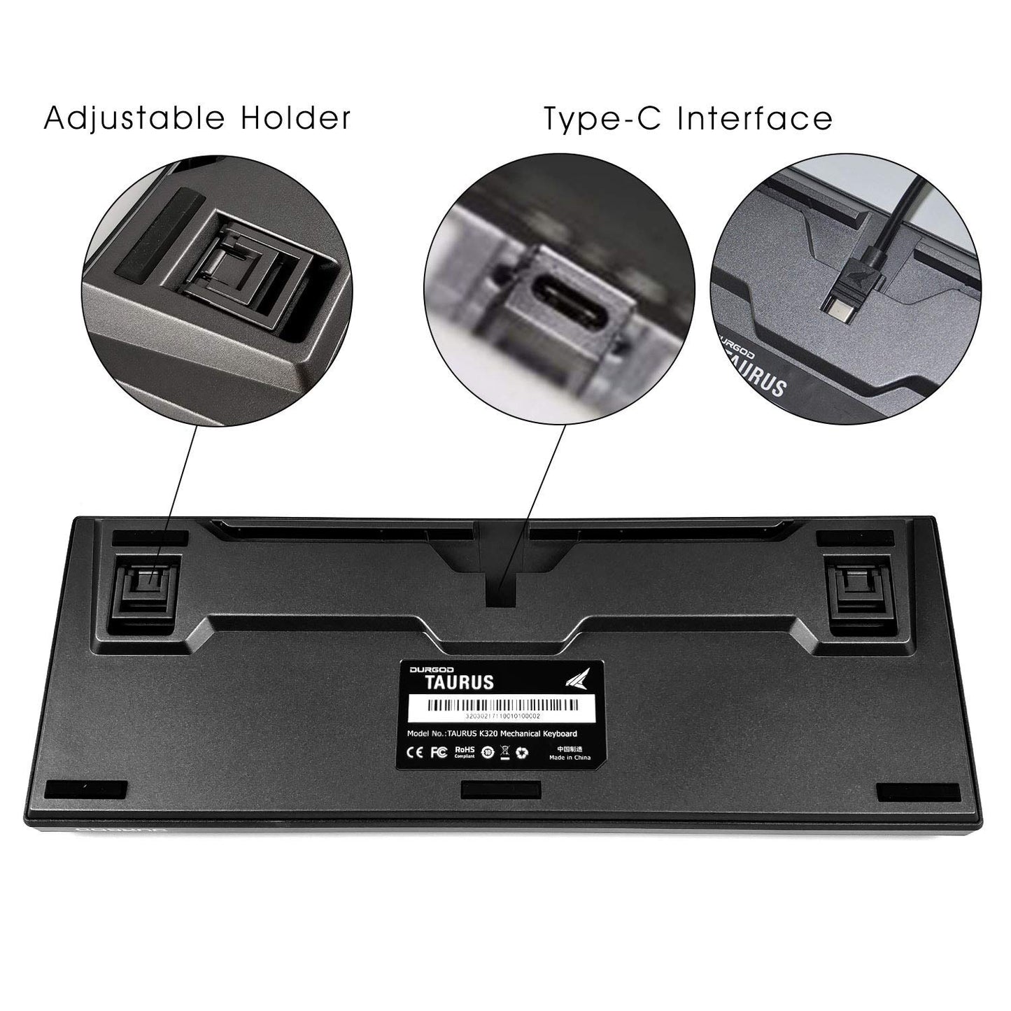 DURGOD Taurus K320 Mechanical Keyboard - Cherry Speed Silver Switch - 87 Keys - Haze Blue - Wired, NKRO