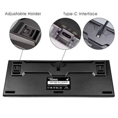 DURGOD Taurus K320 TKL Mechanical Keyboard - 87 Keys, USB C, Doubleshot PBT, NKRO, Cherry Brown, Haze Blue