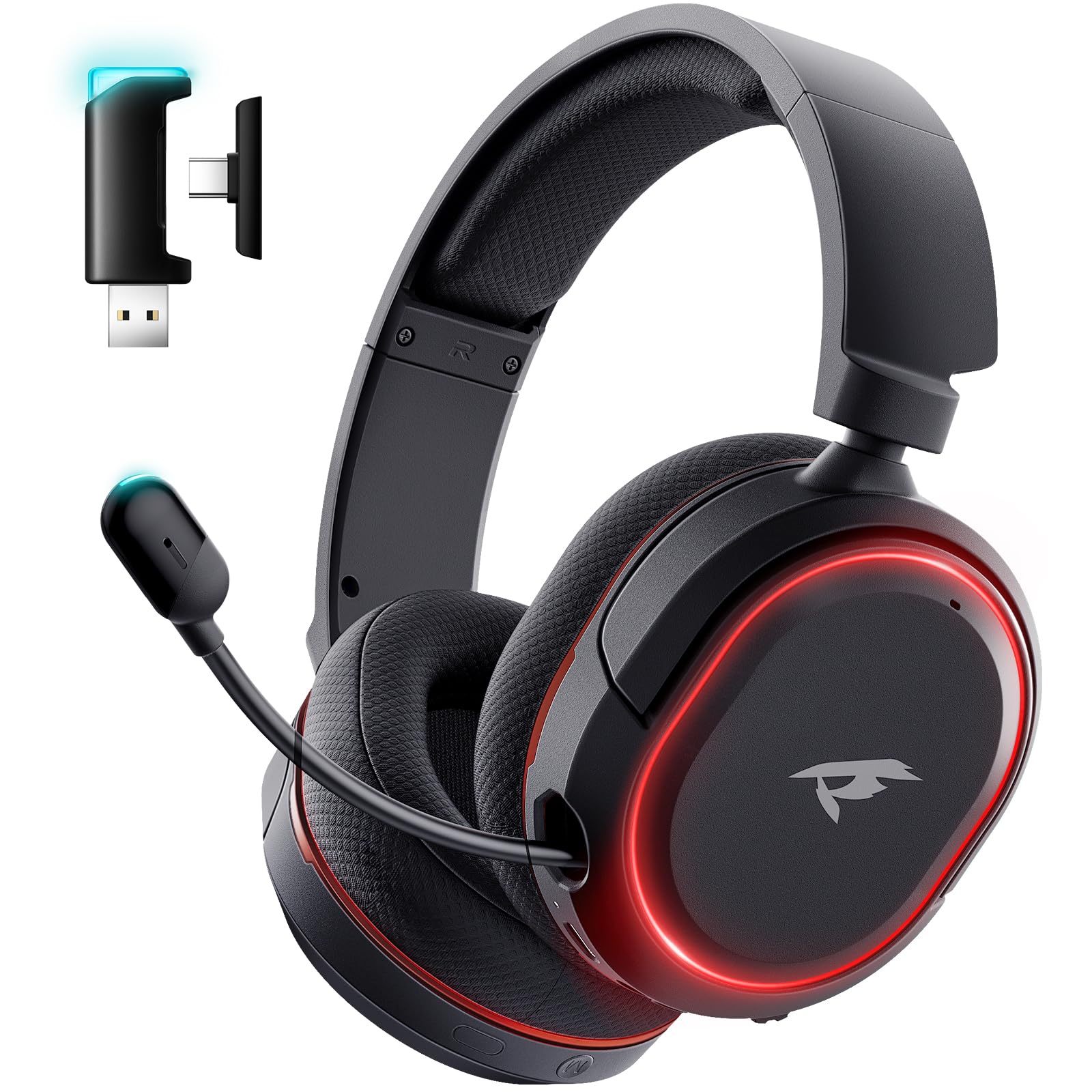Valorise Wireless Gaming Headset - 7.1 Surround Sound, 100-Hr Battery, Noise Canceling Mic, Adjustable, Black-Red, Model UG-08S-001