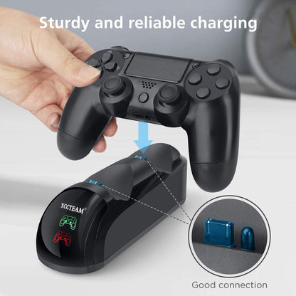 YAEYE PS4 Controller Charger Docking Station Stand - Fast Charging for PS4/PS4 Slim/PS4 Pro - Black