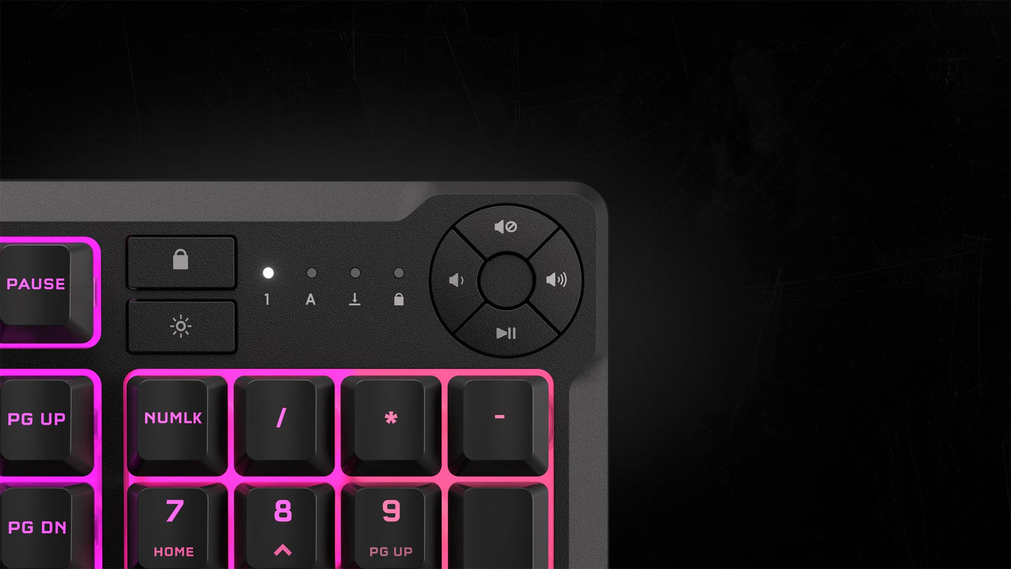 Corsair K55 CORE RGB Gaming Keyboard – Quiet Switches, Spill Resistant, Ten-Zone RGB, iCUE Compatible, QWERTY NA, Black