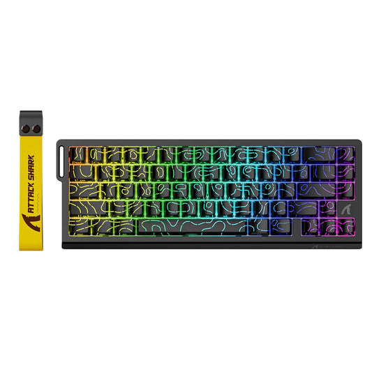 ATTACK SHARK X68 HE Rapid Trigger Mechanical Gaming Keyboard 60% Wired with Adjustable Actuation Hall Effect Magnetic Switch 8KHz Polling Rate RGB Backlit Top Mount Side Printed Keycap(Black Contour)