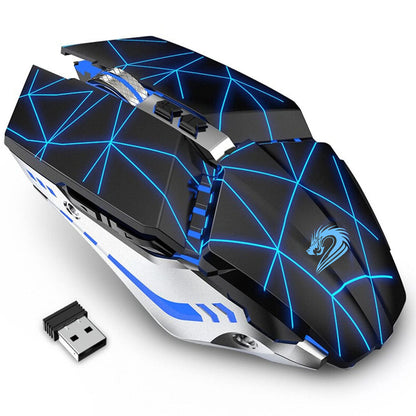 TENMOS T12 Wireless Gaming Mouse - Rechargeable, 2.4G, Silent, 7 Buttons, Adjustable DPI, Starry Black