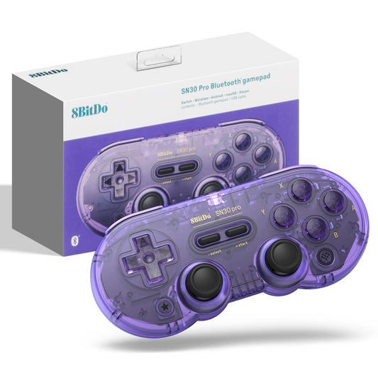 8Bitdo SN30 Pro Wireless Bluetooth Controller with Joysticks beverageble Vibration USB-C Cable Gamepad Compatible with Switch Windows  Mac OS  Android  Steam (Gray Edition)