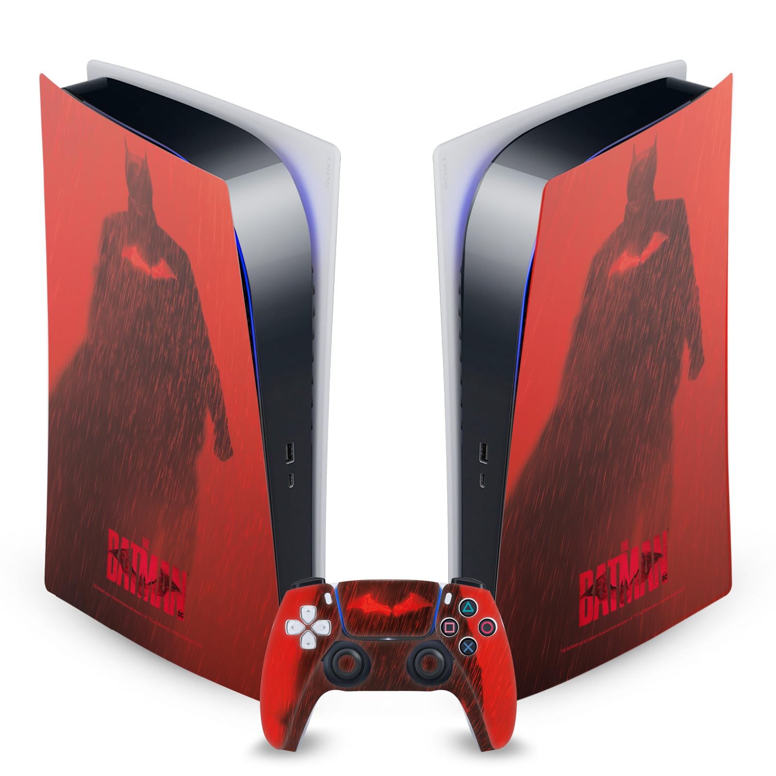 Head Case Designs Officially Licensed The Batman Red Rain Neo-Noir and Posters Vinyl Faceplate Gaming Skin Decal Compatible With Sony PlayStation 5 PS5 Digital Edition Console and DualSense Controller