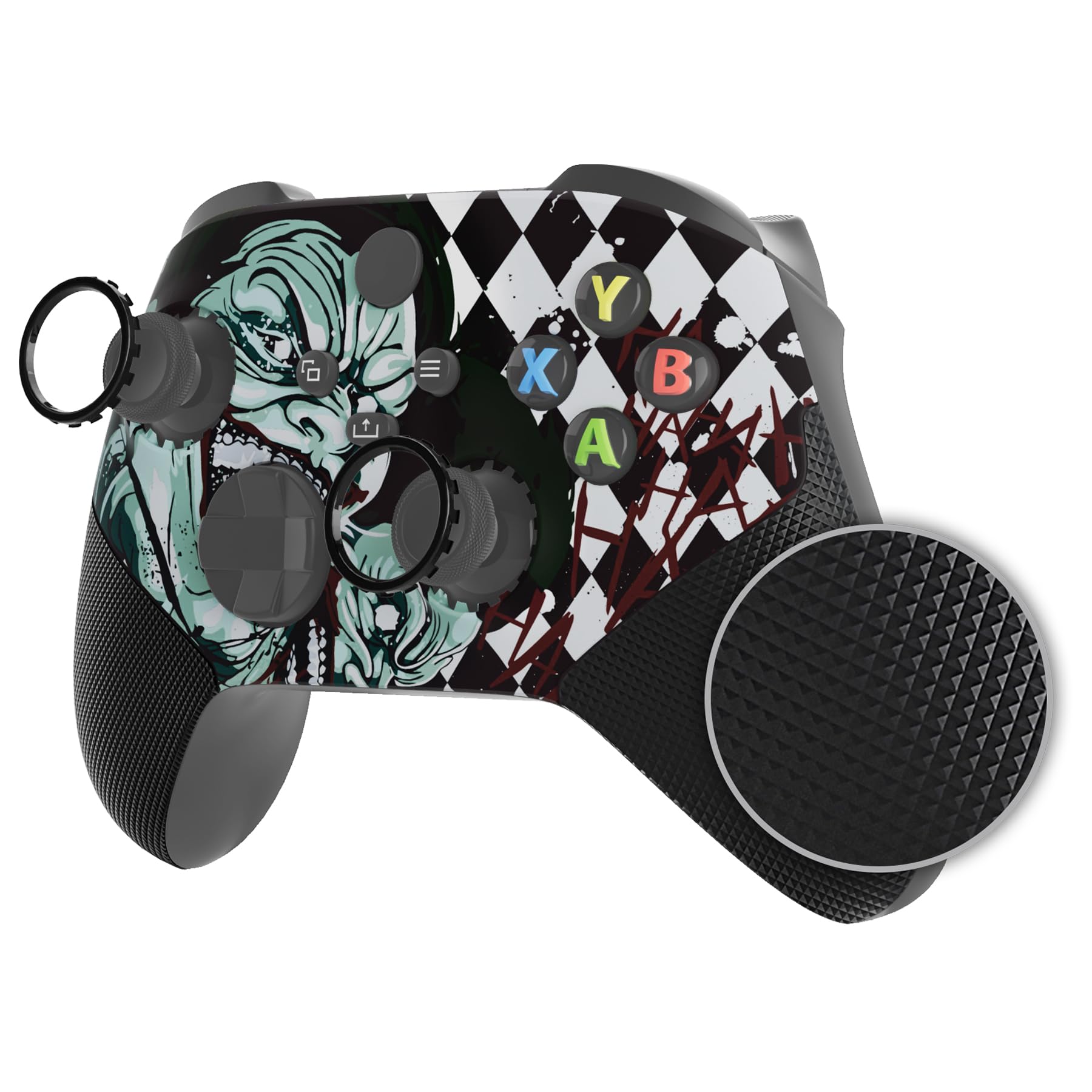 eXtremeRate ASR Version Redesigned Shell for Xbox Series X/S Controller - Performance Rubberized Grip  Anti Sticks Rubbing Rings - Custom Faceplate for Xbox Wireless Controller - Clown Hahaha