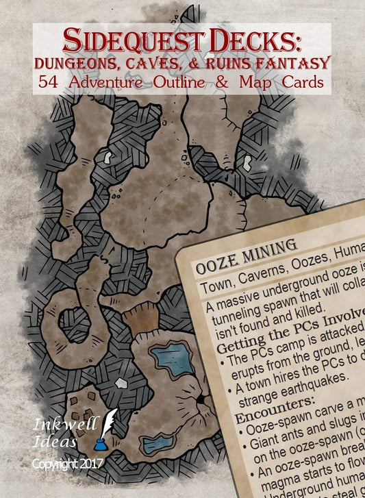 Inkwell Ideas Sidequest Decks: Dungeons, Caves & Ruins Fantasy - 2.5 x 3.5 inches - Multicolor - Model 43234-1503