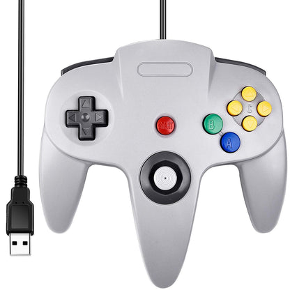 SAFFUN N64 Wired USB Controller for PC, MAC, Linux, Raspberry Pi - Classic Gamepad Joystick in Wired Gray, Model 8541667118