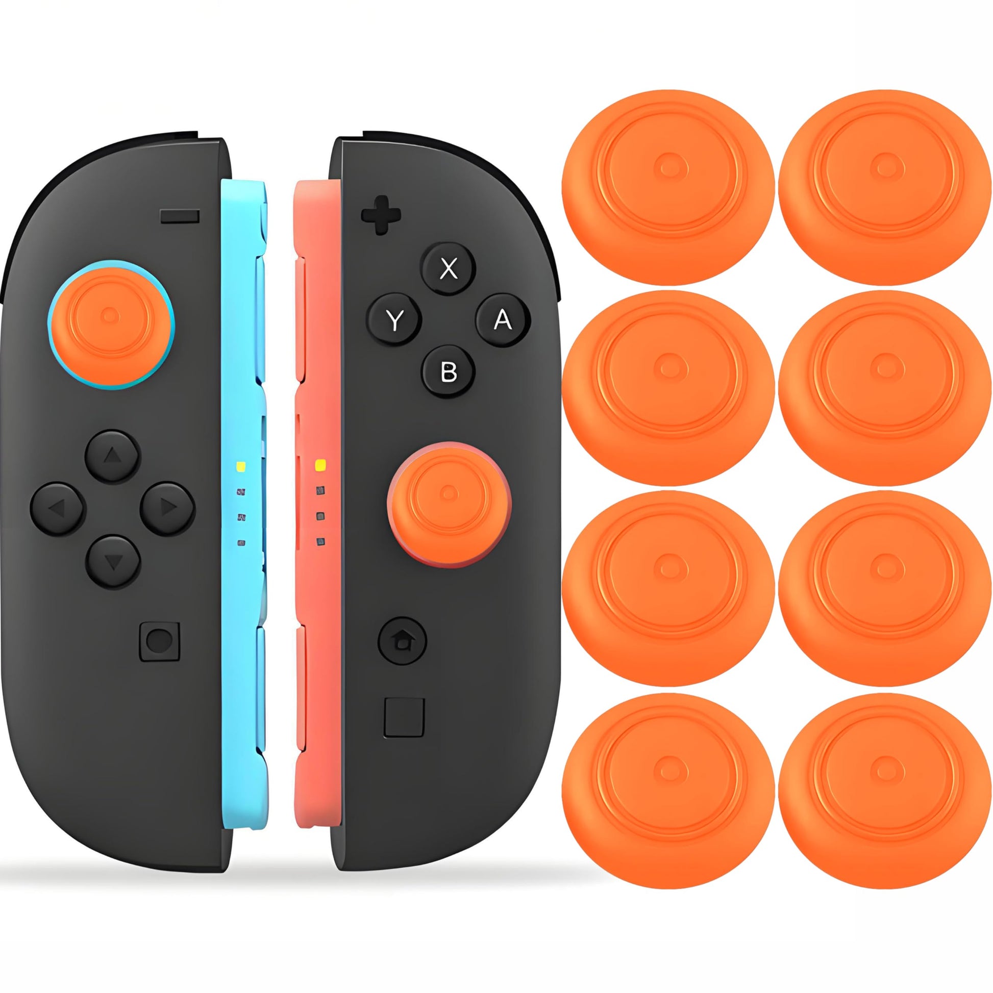 QUBAMG 8 Pack Thumb Grips Compatible with Nintendo Switch 2 (2025) & Pro Controller-Silicone Joystick Covers & Button Caps-Anti-Slip Ergonomic Stick Accessories for Joycon Orange
