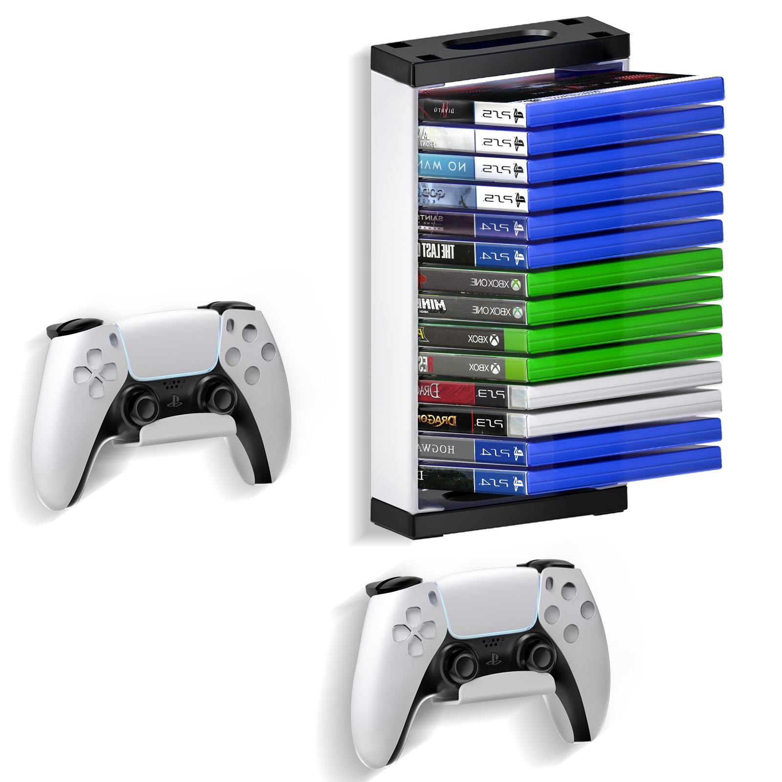 Nargos Video Game Holder Wall Mount for PS5, PS4, Xbox One/X Series, Includes 2 Controller Holders, Durable ABS Material