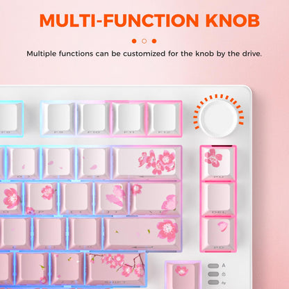 DAREU EK75PRO Wireless Mechanical Gaming Keyboard, 75% Hot Swap, RGB Backlit, Sakura Pink, HIFI Dream Switch, Model EK75 PRO-PK-D