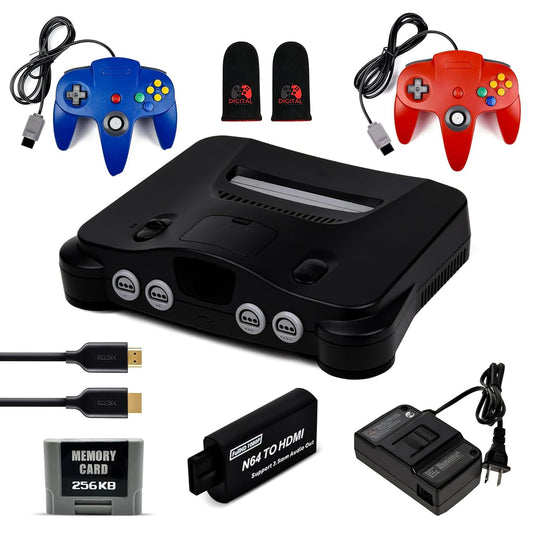 Nintendo 64 Console fine with 2 Controllers  256KB Memory Card  HDMI Cable (refurbished)