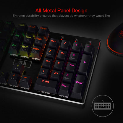 Redragon K556 RGB Mechanical Gaming Keyboard - 104 Keys, Hot-Swap, Brown Switch, Aluminum Base, Black