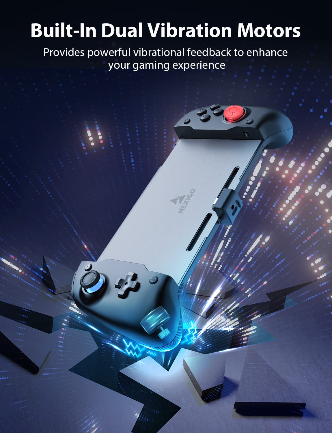 NexiGo Gripcon Controller for Nintendo Switch OLED, Ergonomic, 6-Axis Gyro, Black, Model 1125 BLK-2