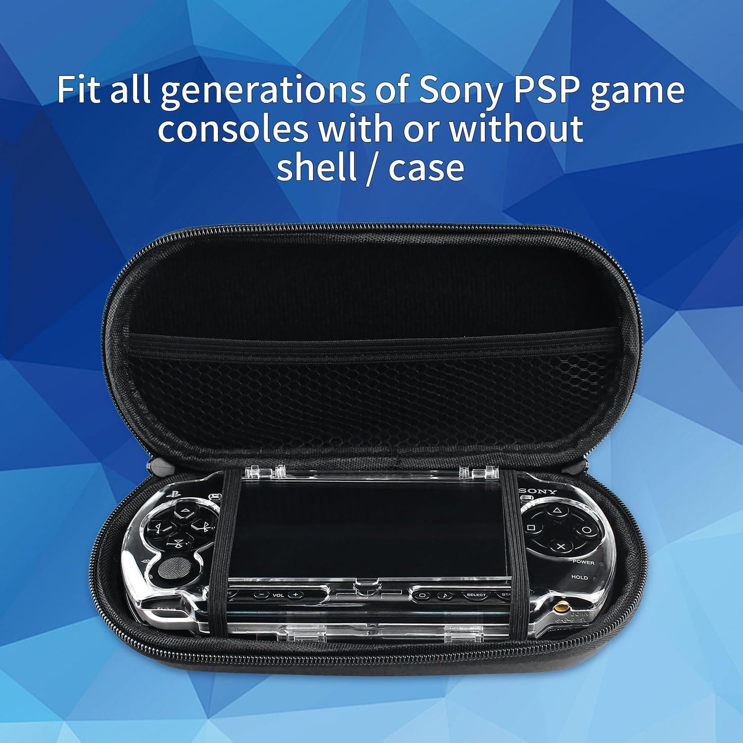 OSTENT EVA Hard Travel Case for Sony PSP 1000/2000/3000 - Black, Durable Protection