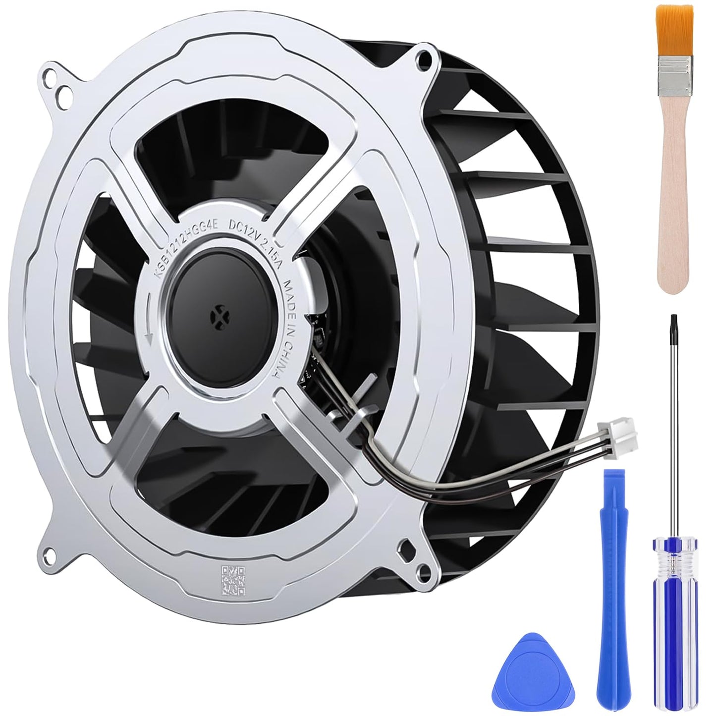 Internal CPU Cooling Fan Replacement for Sony PlayStation 5 PS5 23 Blades 12V 2.15A Silence cooler Fan CFI-1015A/B CFI-12047GA-12M-WB-01 KSB1212HGG4E with Opening Tool