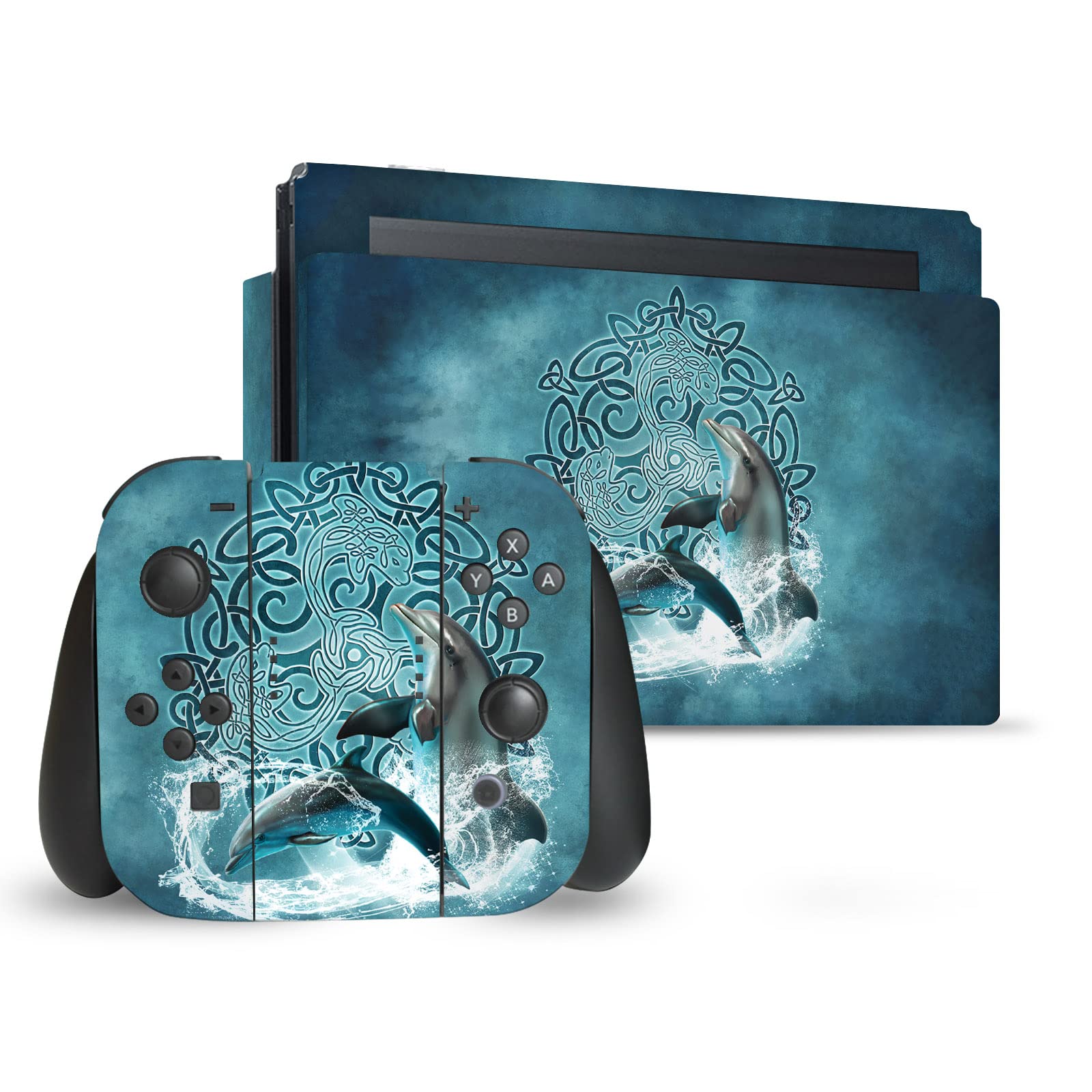 Head Case Designs Officially Licensed Brigid Ashwood Dolphin Art Mix Vinyl Sticker Gaming Skin Decal Cover Compatible With Nintendo Switch Console & Dock & Joy-Con Controller Bundle