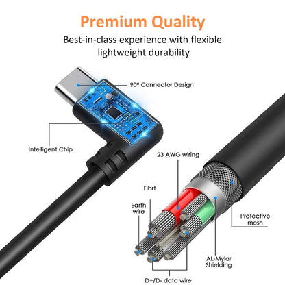 NexiGo 16FT Link Cable - USB 3.2 Gen1 Type C to A, Fast Charging, High-Speed Data Transfer, Compatible with Oculus Quest, Black