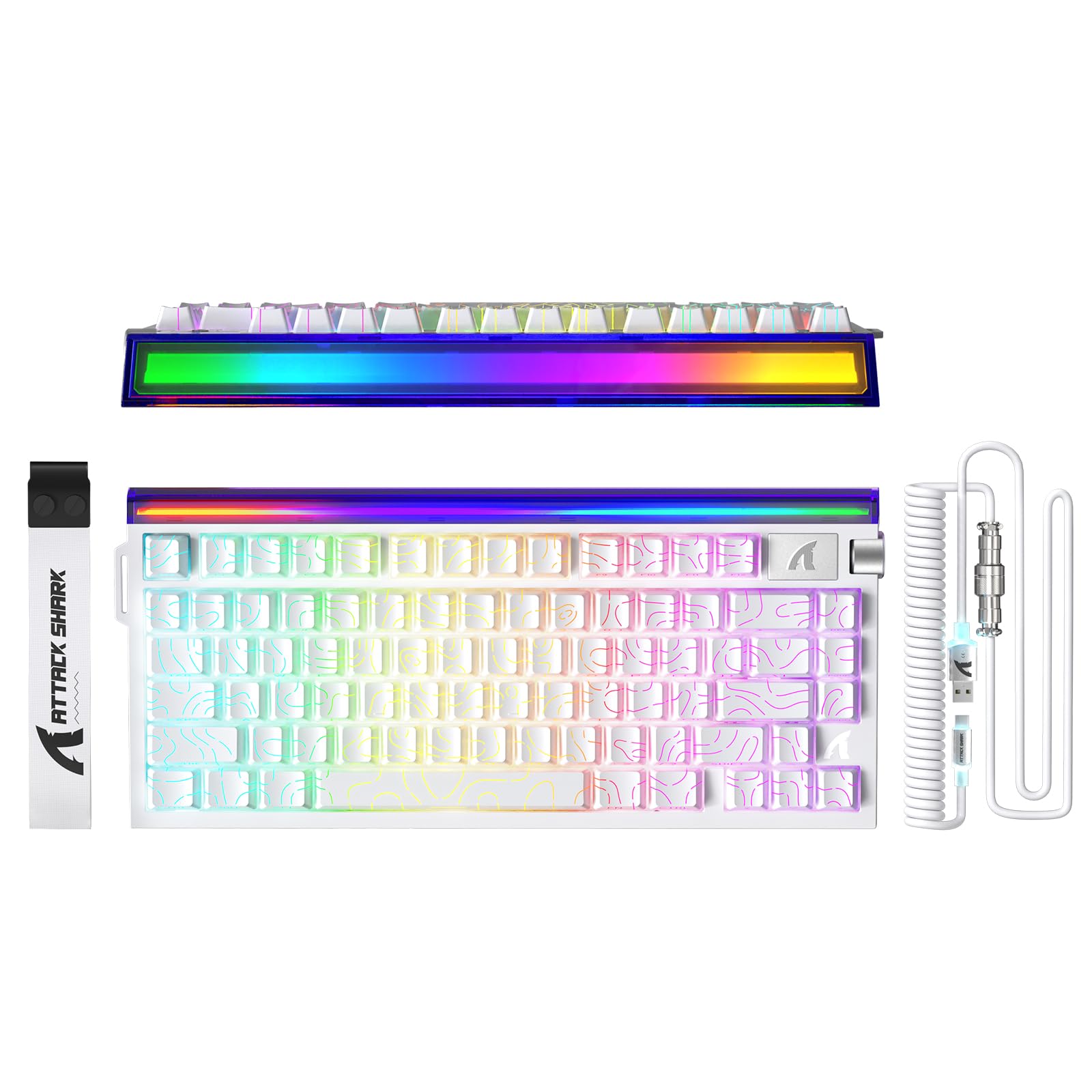 ATTACK SHARK R85 HE 75% Magnetic Wired Gaming Keyboard 8KHz Polling Rate Rapid Trigger 0.005mm RT Precision 256K Scan Rate Custom Hot-Swappable Web Driver PC Keyboard for Gamer/Win/Mac White Contour