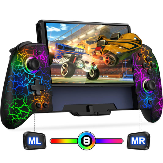 Switch Controller for Nintendo Switch/OLED  (No Drift  No Deadzone) Hall Effect Joystick Wireless Switch Controller With 9 Lights Color. One-Piece Switch Joypad for Those Who Prefer Handheld Mode