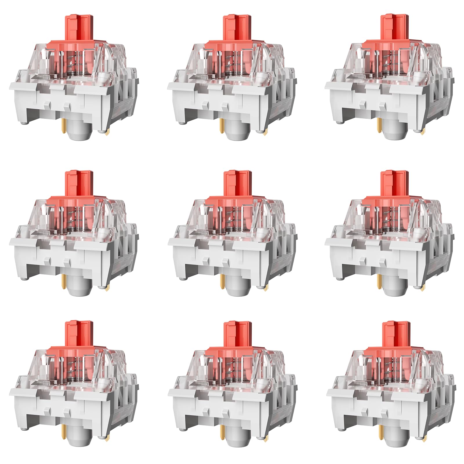 Gngzyte Mechanical Gaming Keyboard Red Switches 3 Pin 50gf RGB SMT Linear Switch Dustproof and Waterproof Switch (Red 108PCS)