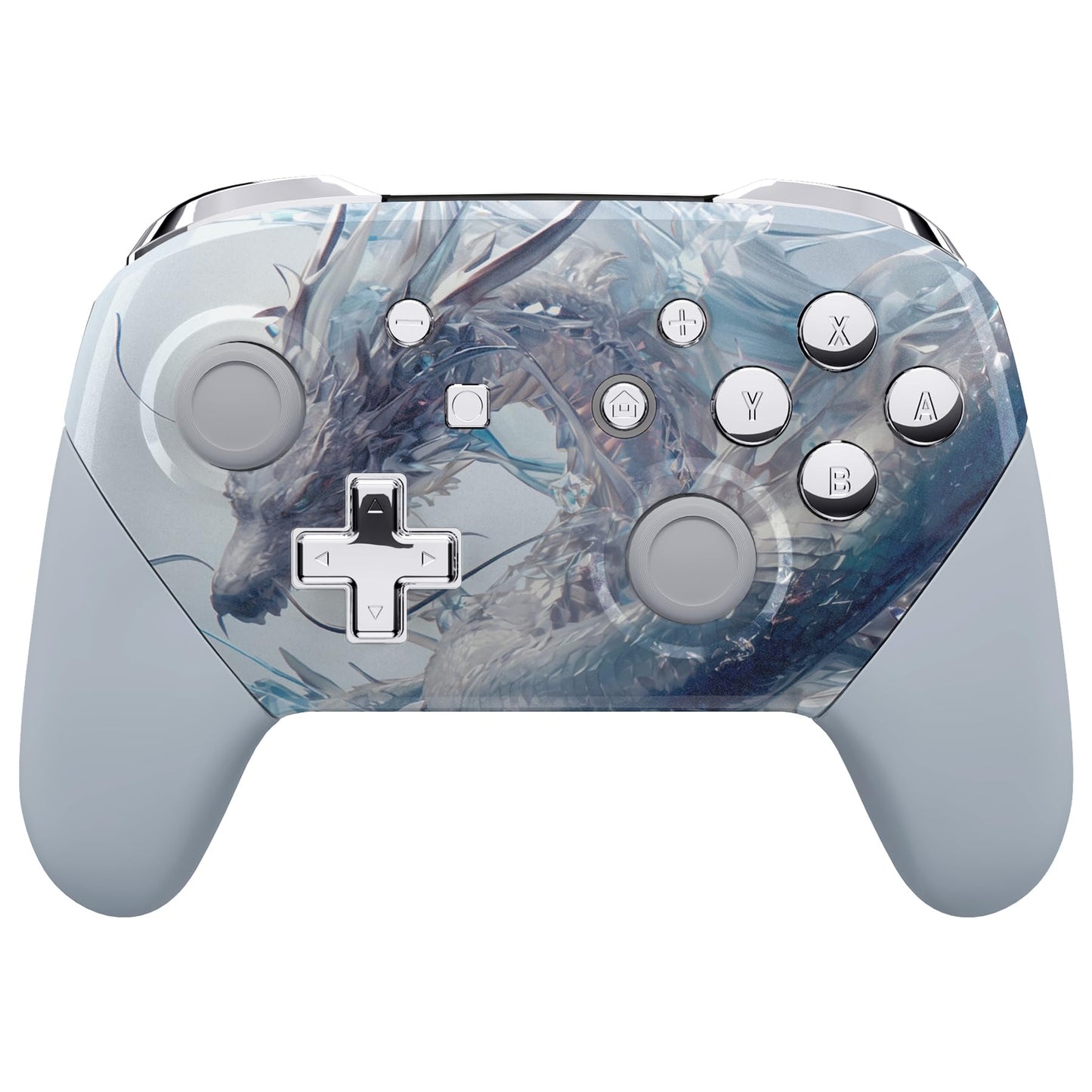 eXtremeRate Faceplate Backplate Handles for Nintendo Switch Pro Controller  The Crystal Dragon Replacement Hand Grip Housing Shell Buttons for Nintendo Switch Pro - Controller Without