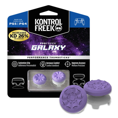 KontrolFreek FPS Freek Galaxy Purple Thumbsticks for PS4 & PS5 | 1 High-Rise, 1 Mid-Rise | Performance Accessories