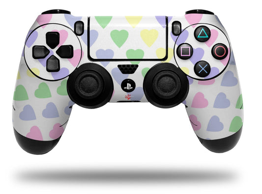 WraptorSkinz Vinyl Decal Skin Compatible with Sony PS4 Controller PlayStation 4 Original Slim and Pro Pastel Hearts on White (Controller NOT Included)