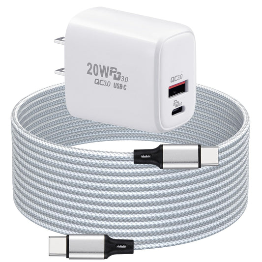 PD 20W USB C Fast Charger Compatible with Meta Quest 3 3S - Dual Port USB + Type C Adapter with 6.6ft C to C Charging Cable for Oculus Quest 2 Headset