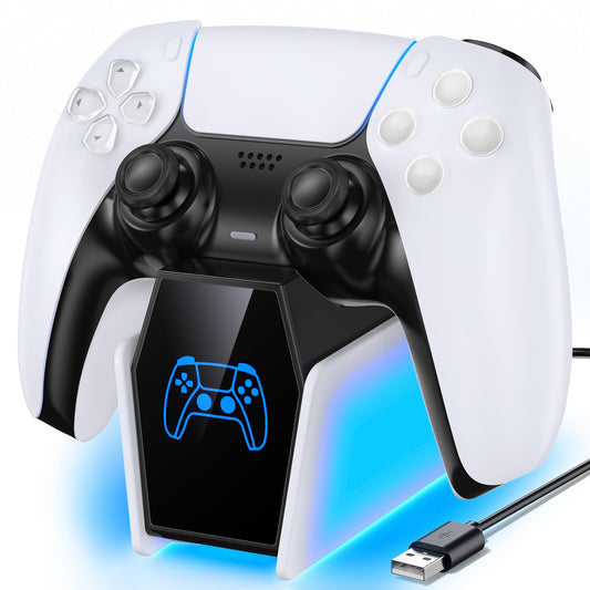 Rysker PS5 Controller Charger Station - Fast Charging Dock for Dualsense & Edge Controllers, 1 Pack