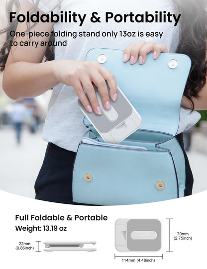 OMOTON Foldable Tablet Stand - Portable Dock Holder for iPad/Samsung Galaxy, Up to 12.9", Milk White