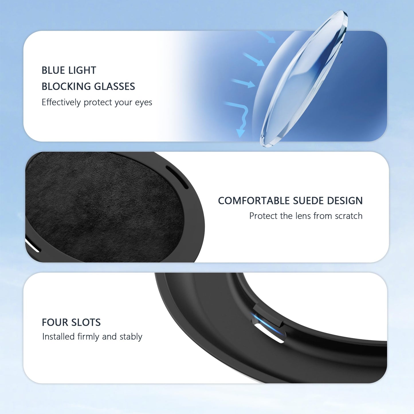 STARTRC GAMES Lens Protector Cover Kit for Meta Quest 3 - Blue Light Blocking Glasses with Spacer, Anti-Scratch Ring Accessories