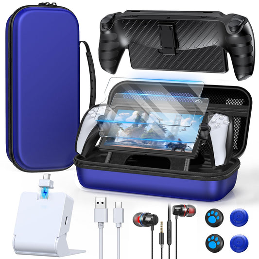 Accessories Set for PlayStation Portal  EVA Travel Case for PS Portal Consoles  Portable Charging Dock  TPU Cover Case with Kickstand  4 Thumb Grip  2 HD Screen Protectors  Wired Headset for PS5 Portal