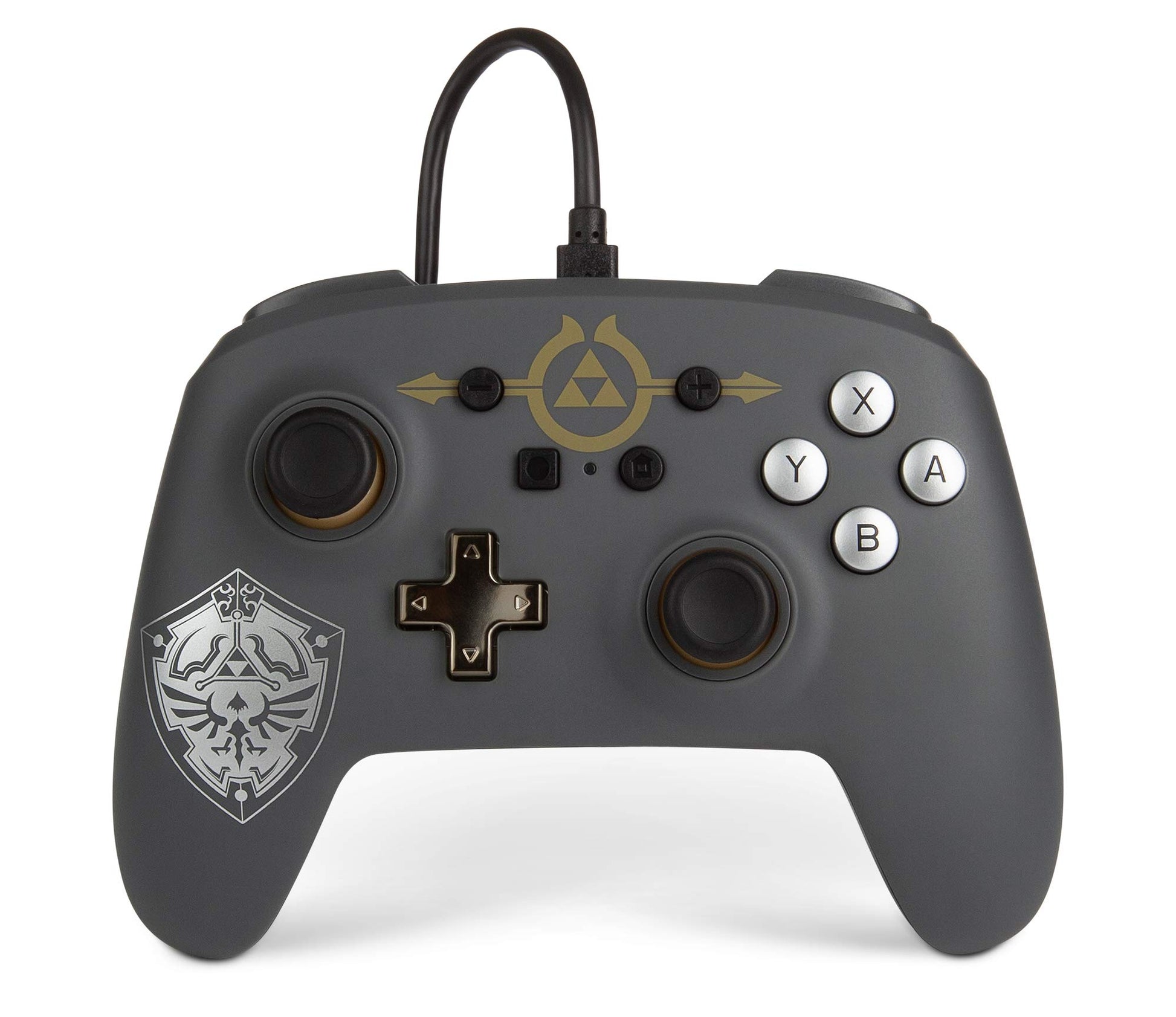 PowerA Enhanced Wired Controller for Nintendo Switch - Hylian Shield, Model 1518384-01, Ergonomic Design, Durable Build