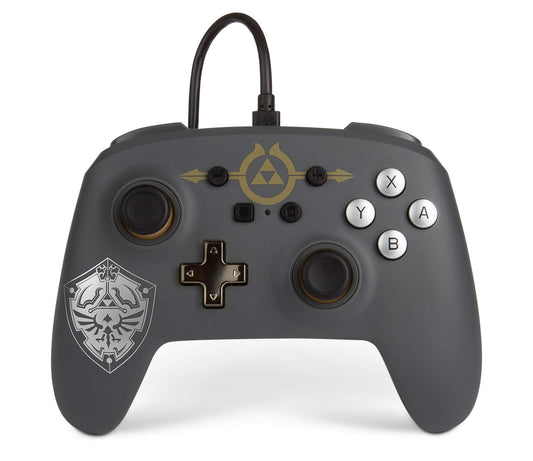 PowerA Enhanced Wired Controller for Nintendo Switch - Hylian Shield, Model 1518384-01, Ergonomic Design, Durable Build