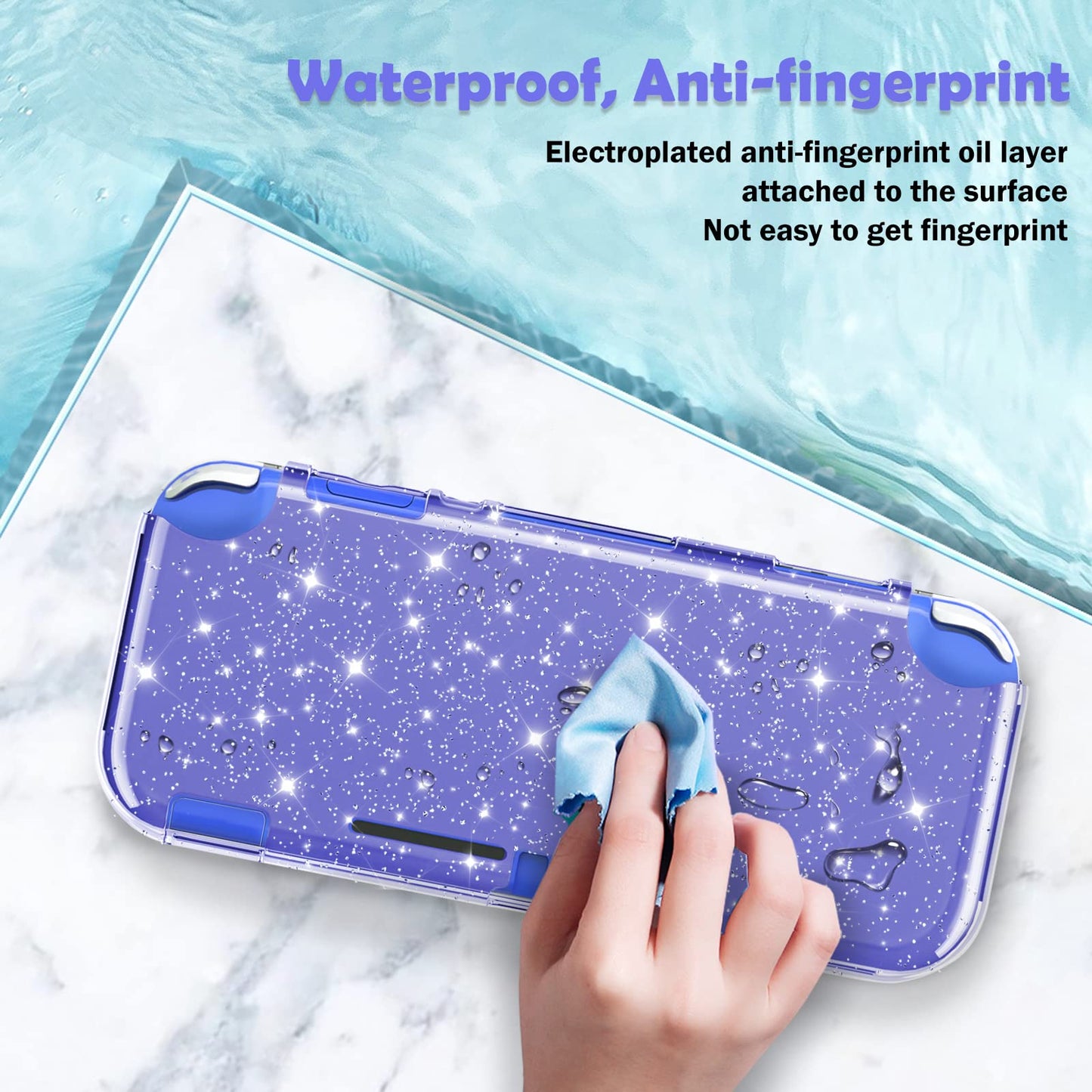 DLseego Switch Lite Case - Purple Glitter TPU Cover, Shock-Absorbing, Anti-Scratch, Model AB1416-N, Cute Sparkle for 2019 Version