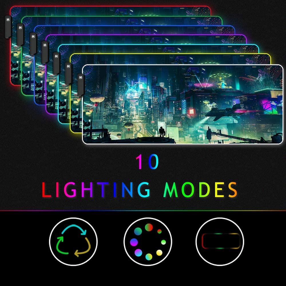 Imegny RGB XXL LED Gaming Mouse Pad, Heavy Duty Anti-Slip, 35.4x15.7 Inches, Greencity Model 9040