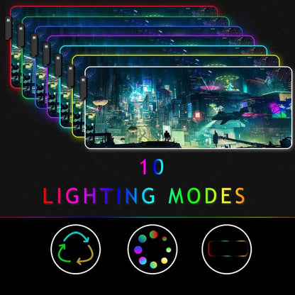 Imegny RGB XXL LED Gaming Mouse Pad, Heavy Duty Anti-Slip, 35.4x15.7 Inches, Greencity Model 9040
