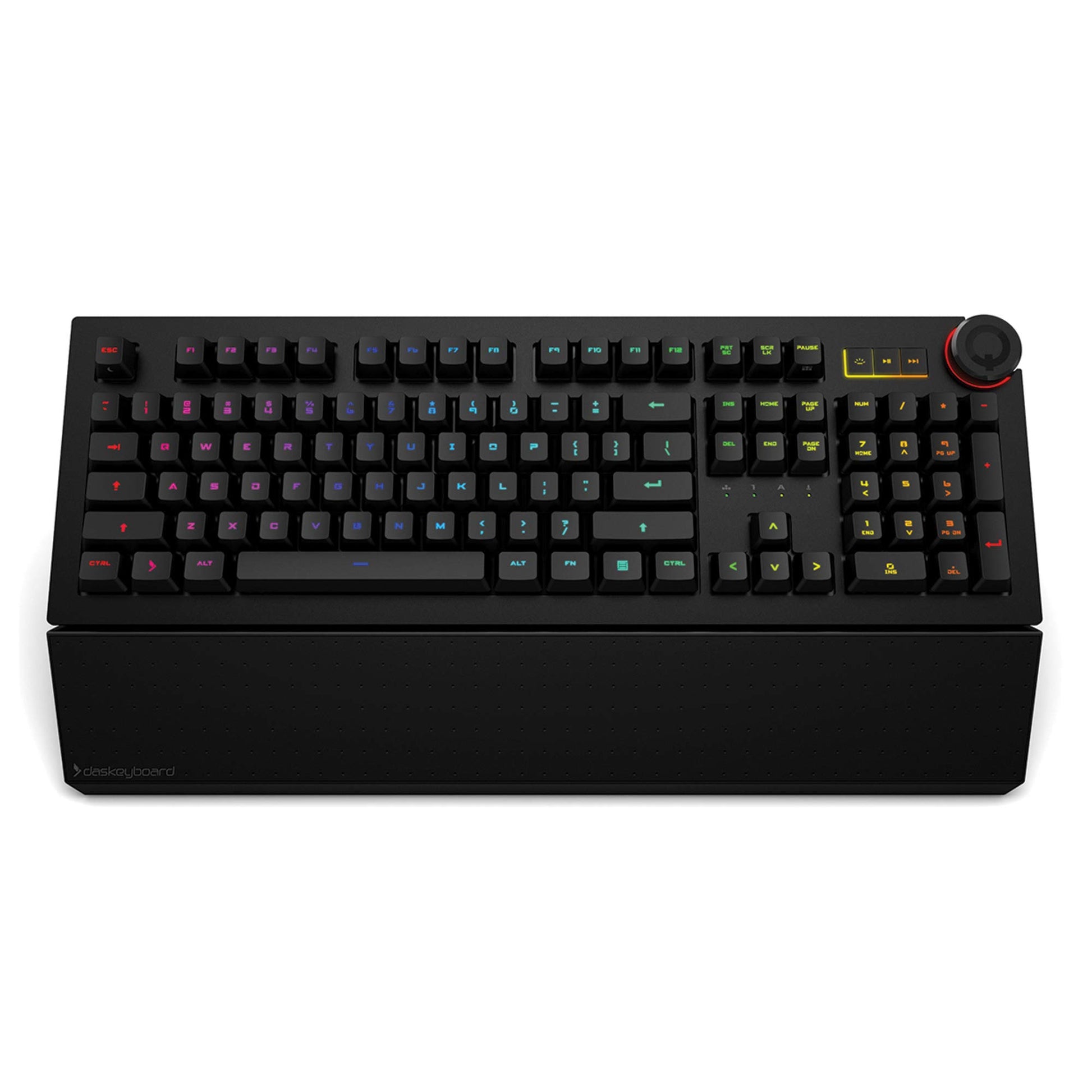 Das Keyboard 5QS RGB Mechanical Keyboard - Soft Tactile Switches, 104 Keys, Aluminum Top, Volume Knob, Black