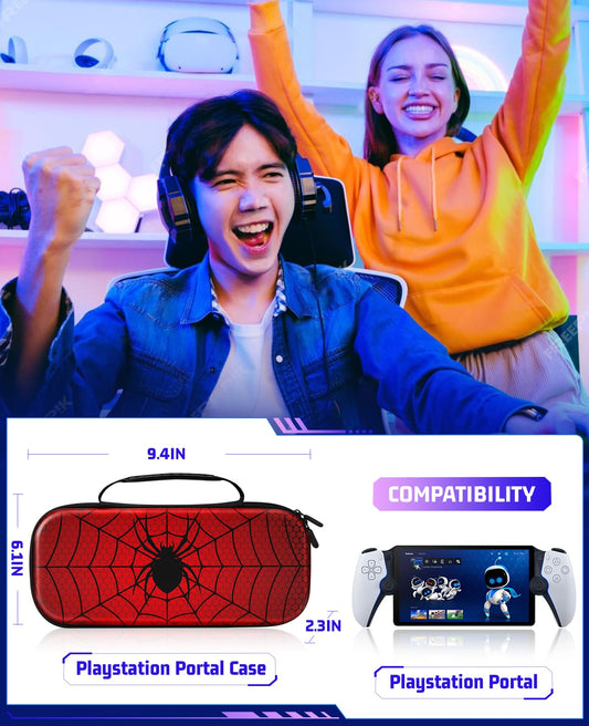 Gurgitat Travel Carrying Case for PS Portal Remote - Hard Shell, 1-Spider Design, Gamer Accessory, Portable Storage Bag