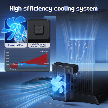 YUANHOT Vertical Cooling Stand for Xbox Series X, Charging Dock with 1400mAh Battery Pack, Dual Controller Ports, Black