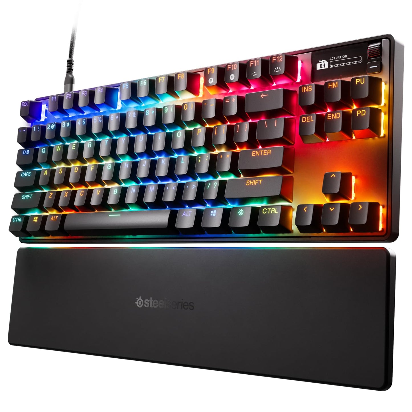 SteelSeries Apex Pro TKL Gen 3 OmniPoint 3.0 HyperMagnetic Switches Adjustable Actuation Rapid Trigger Ready Presets Protection Mode Rapid Tap/SOCD OLED RGB PBT Keycaps USB-C (Renewed)