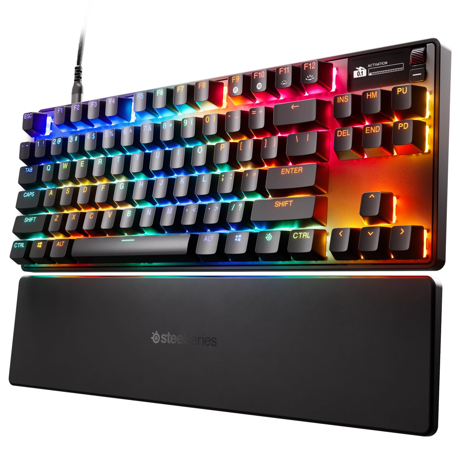 SteelSeries Apex Pro TKL Gen 3 OmniPoint 3.0 HyperMagnetic Switches Adjustable Actuation Rapid Trigger Ready Presets Protection Mode Rapid Tap/SOCD OLED RGB PBT Keycaps USB-C (Renewed)