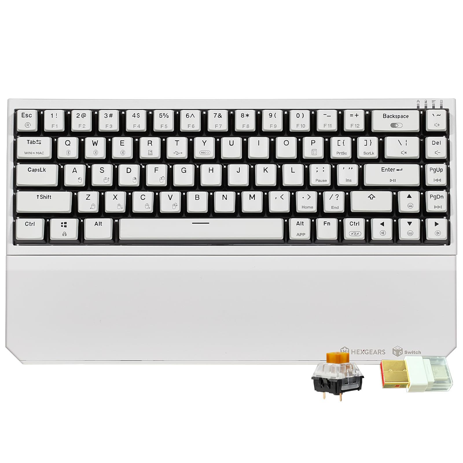 Hexgears X1 Pro Wireless Mechanica Keyboard  Hot-swappable Tactile Switch Gaming Keyboard Bluetooth/2.4G/USB-C 65% Mini Compact with Wrist Rest - White