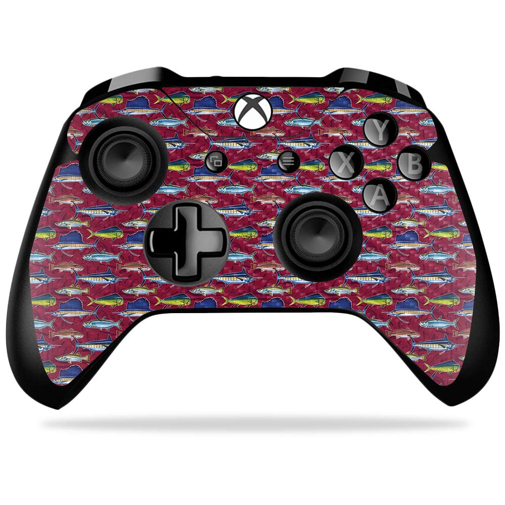 MightySkins Carbon Fiber Skin for Microsoft Xbox One X Controller - Saltwater Collage | Protective  Durable Textured Carbon Fiber Finish | Easy to Apply  Remove  and Change Styles | Made in The USA