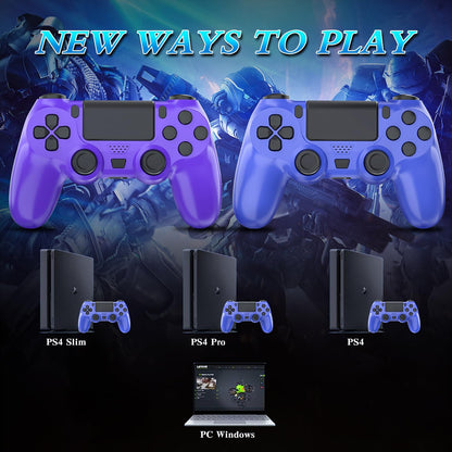 YsoKK Wireless Controller for PS4/Slim/Pro - Double Shock, Audio, Six-axis Motion Sensor - Purple & Blue